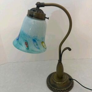 Elegant Vintage Blue and Bronze Table Lamp